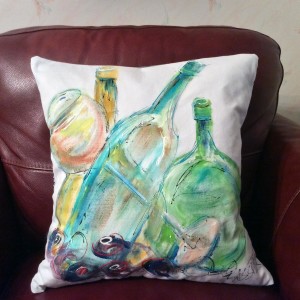 Fabric artist Mona Bendin and acrylic artist Ginny Lassiter have collaborated on a series of hand-sewn, hand-painted decor pillows, which are offered for sale during the Creativity Unleashed exhibition.